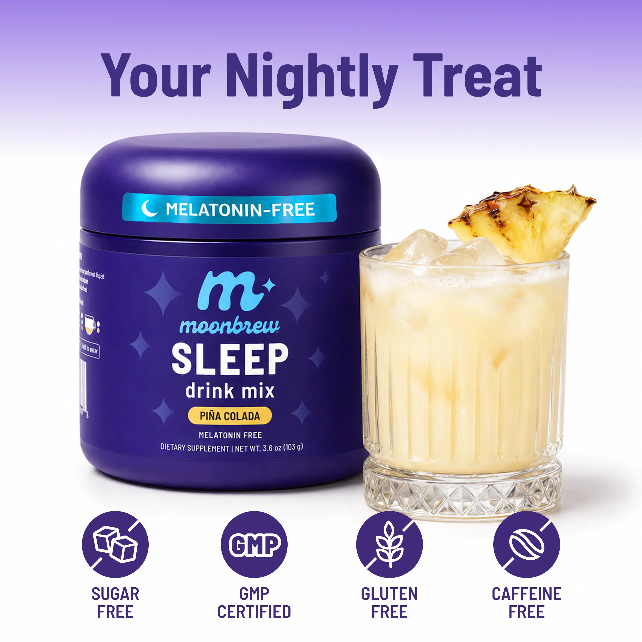 MoonBrew Piña Colada – Melatonin-Free Magnesium Calming Sleep Drink (TIKTOK EXCLUSIVE)