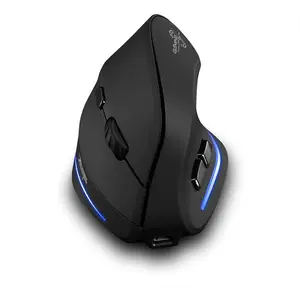 ,2400 DPI (3-Level Adjustable),Rechargeable Vertical  for Reduced Wrist ,LED Lighting,2.4G with USB Receiver,Optical Portable Mice for/Laptop/PC (Black)