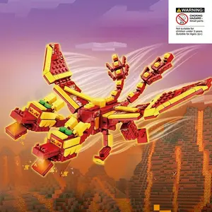 Dual Head Dragon Building Set, Flame Dragon Character, Jointed Movable Parts, Stable Structure, Abs Plastic, Cute Design, Holiday Gift