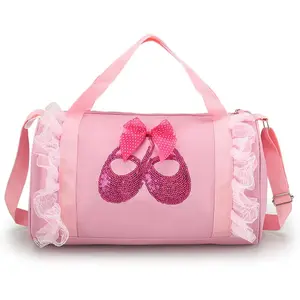 L-CPB010 Cute Ballet Dance Backpack Tutu Dress Dance Bag Dance Bag for Girls Waterproof Small Duffle Bag for Kids Ballet Bags for Girl (Pink)