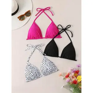 Women's Triangle Bikini Top Sexy V-Shaped Triangle Three-Piece Set