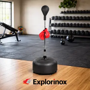 Explorinox Adjustable Punching Bag with Stand for Teens & Adults, Freestanding Boxing Training Equipment for Home Workout, Fitness Exercise & Stress Relief