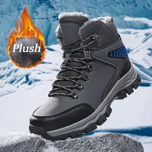 Men's Waterproof Non-slip Warm Snow Boots Fashion Casual Outdoor Hiking Boots Male All-match Round Toe Ankle Boots for Fall & Winter Boy Footwear Walking Shoes