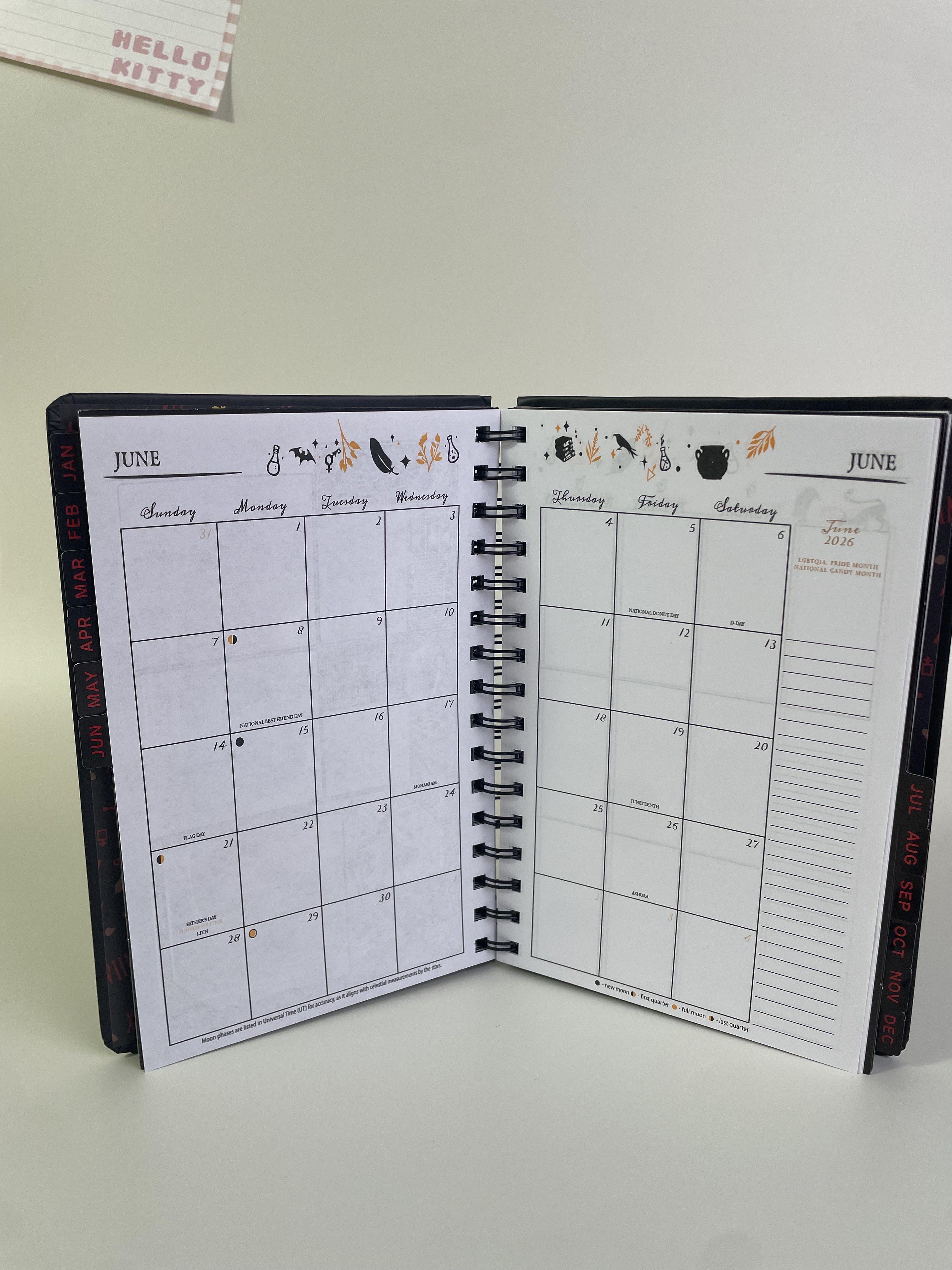 2026 Gothic Witch Tarot Inspired Weekly Planner 7x9 Hardcover with Stickers & Bookmarks Full-Year Calendar for Organization school supplies mochi things money savings book Manila Accordion File Organizer bible study