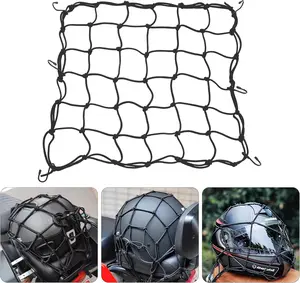 15"x15" Elastic  Cargo Net, Heavy Duty Bungee Net with 6 Adjustable Plastic Hooks, Luggage Thicken Netting with 2"x2" Small Mesh, Fit for Trailer, SUV, , ATV,  - Black