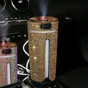 Luxury Crystal Car Diffuser Biobombs - Bling Aromatherapy Humidifier for Fresh Glam Ride with USB Power & LED Lighting