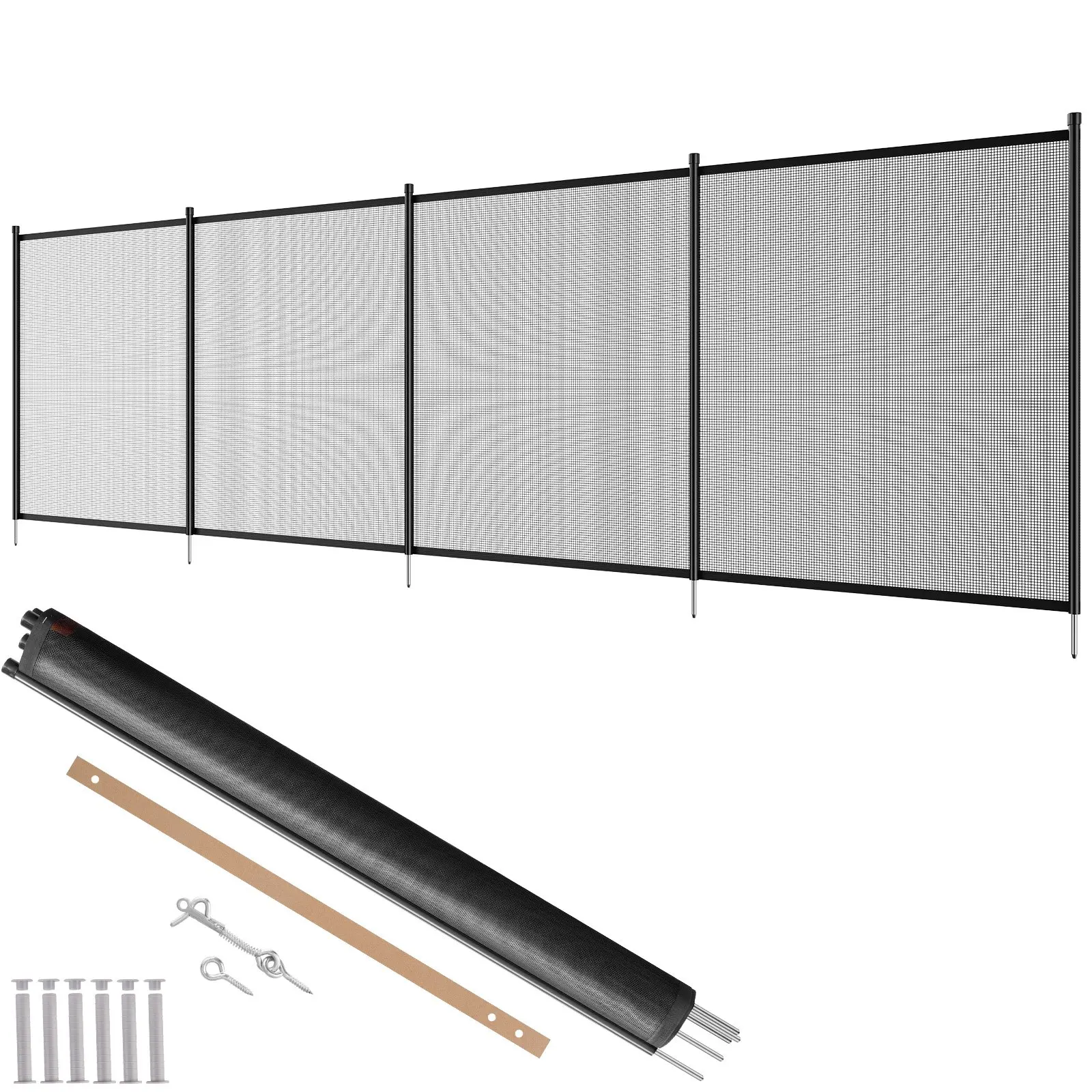 【DealsForYouDays】VEVOR Pool Fence, 4 x 12 FT Pool Fences for Inground Pools, Removable Child Safety Pool Fencing, Easy DIY Installation Swimming Pool Fence, 340gms Teslin PVC Pool Fence Mesh Protects Kids and Pets