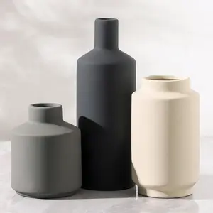Ceramic Vase Set of 3, Modern Decorative Vases for  Decor, Small Flower Pottery Vase Sets, Boho Farmhouse Rustic Vases for Living Room, Kitchen, Bedroom, Bathroom, Shelf, Table