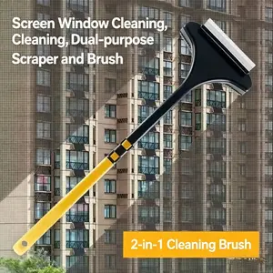 2-In-1 Dual-Sided Window Cleaning Brush, Scraper Design, Extendable Handle, Dry/wet Use, Ideal for Home, Hotel, Car, Christmas Gift, Car Window Cleaner, Car Cleaning Supplies
