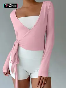 New Bow Tie Sports Top, High Stretch Breathable Gym Vest, Yoga, Gym Yoga Tops, Versatile European Style Slim Fit Sporty T-Shirt, Athletic Tops