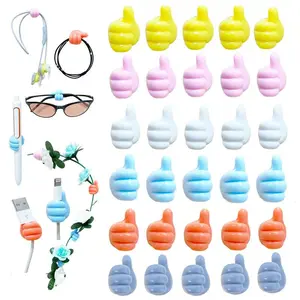 30/50Pcs Creative Silicone Thumb Wall Hook - Multifunction Adhesive Cable Clip , Self Adhesive Thumb Cable Organizer Clips Key Hanger