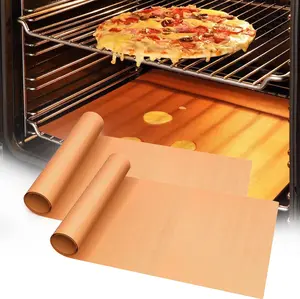 2 Pack Thickened Copper Oven Liners for Bottom of Oven BPA & PFOA Free, Reusable 16x24 Inch Heavy Duty Non Stick Teflon Oven Mats, Fit Electric Gas Toaster Convection Microwave Ovens Grills