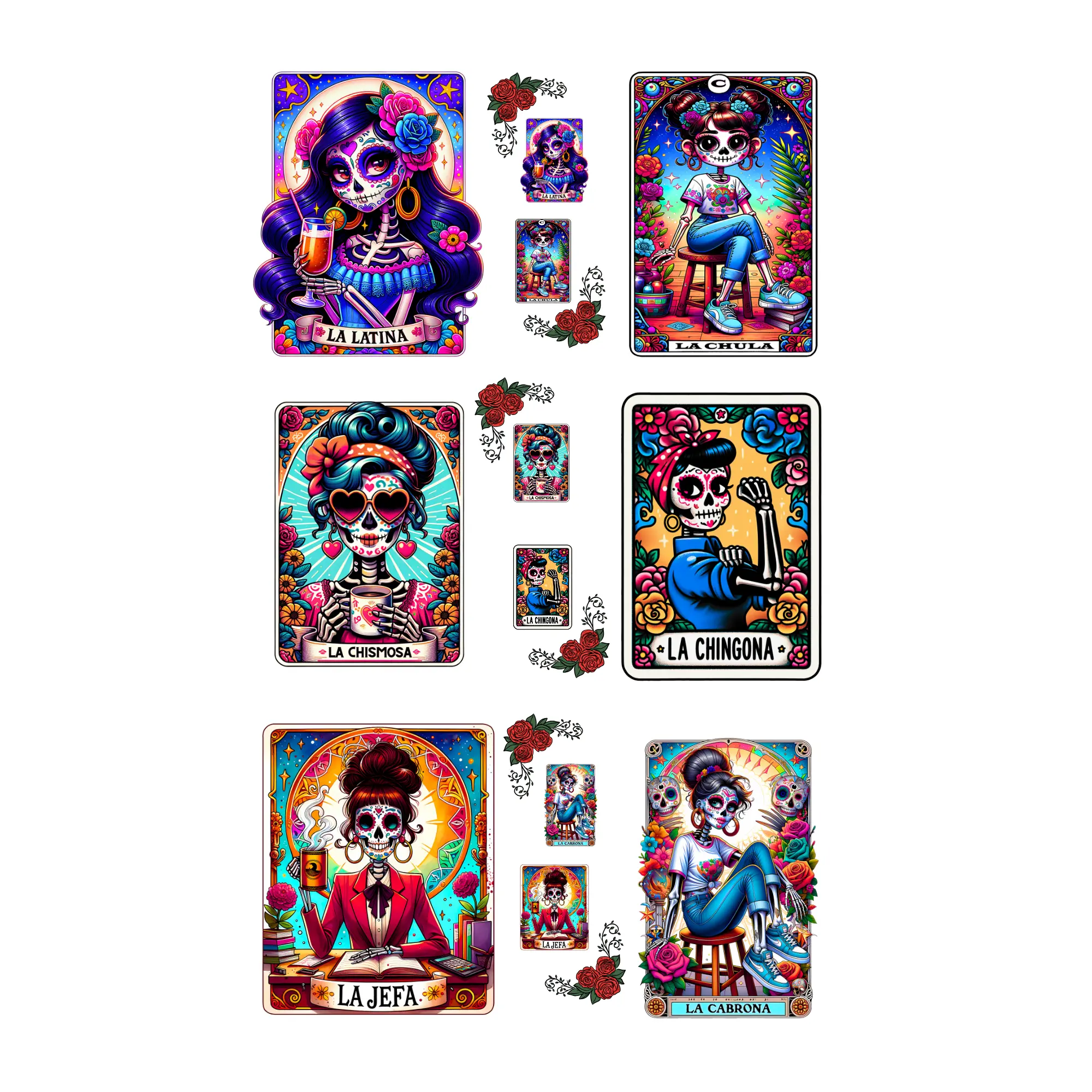 Dia De Los Muertos Shirt Transfer Gangsheets, Vibrant DIY Design Craft Supplies, 22" x 36", 325 F x 15 Secs Specialty DIY Toy & Hobby Accessory, Hispanic Theme