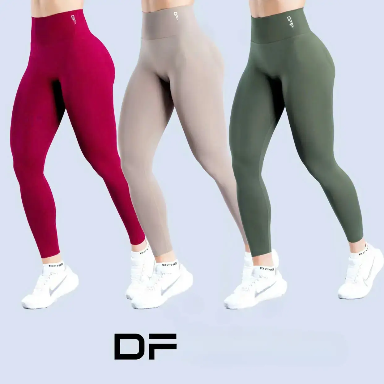 DFYNG Dynamic Leggings for Women, Seamless Yoga Pants, Ribbed Low-Waist Fitness Leggings, High-Stretch Workout Tights
