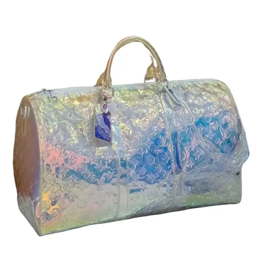 Pre-owned Louis Vuitton Keepall 50 Bandoulière Iridescent PVC Travel Bag with Detachable Strap 2604020