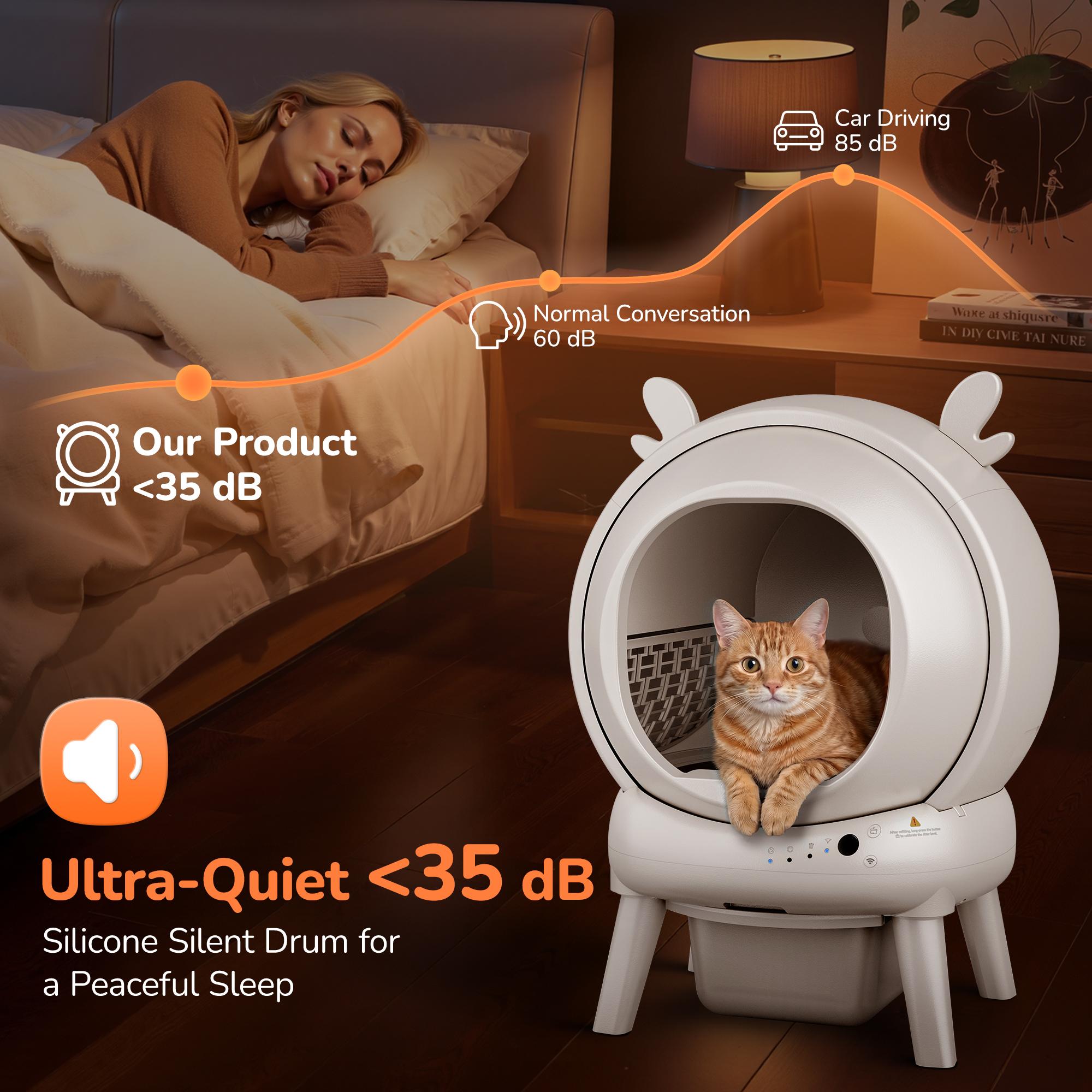 Furrykiddy Automatic Self Cleaning Litter Box, Cat Litter Box with APP Control, 65L Globe & Dual Safety Sensors, Robot Litter Box, 2 Roll Garbage Bags and Litter Mat, <35DB, for Multiple Cats Furrykiddy Automatic Self Cleaning Litter Box, Cat Litter Box with APP Control, 65L Globe & Dual Safety Sensors, Robot Litter Box, 2 Roll Garbage Bags and Litter Mat, <35DB, for Multiple Cats