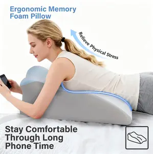 Multi-Purpose Memory Foam Support Pillow - Ergonomic Wedge Cushion for Neck, Back & Leg Relief, Face-Down Reading & Laptop Bed Pillow with Removable Washable Cover