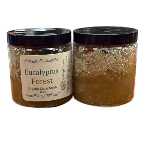 Organic Sugar Scrub 10oz - Natural Exfoliating Body Scrub for Soft Skin Eucalyptus Forest Variety of Scents Gentle Smooth Cosmetic Cleanser