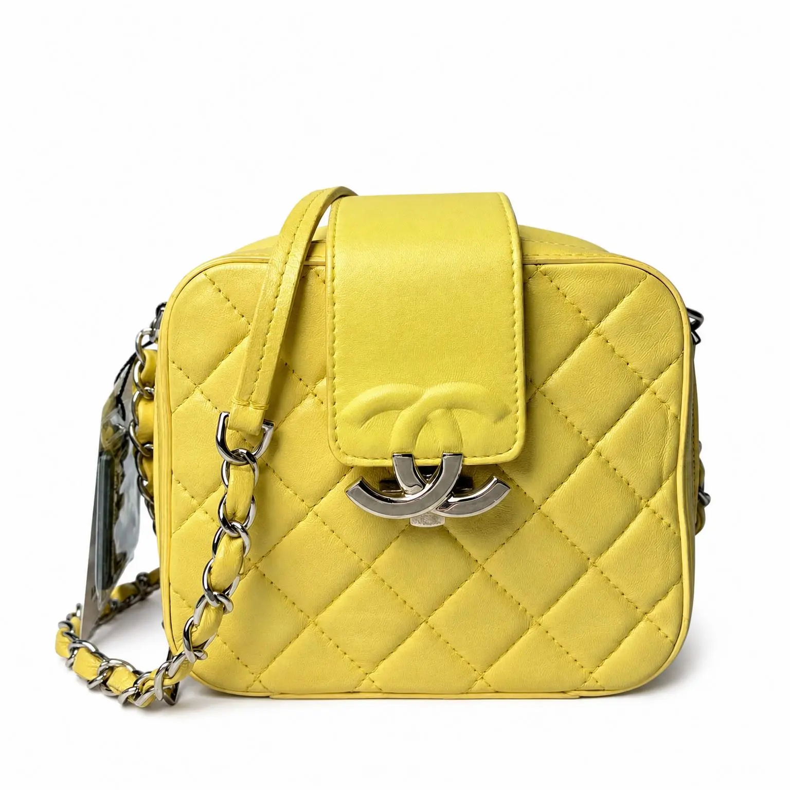 Pre-owned CHANEL X Crossbody Bags Lambskin Quilted Mini CC Box Camera Bag Yellow 24176608