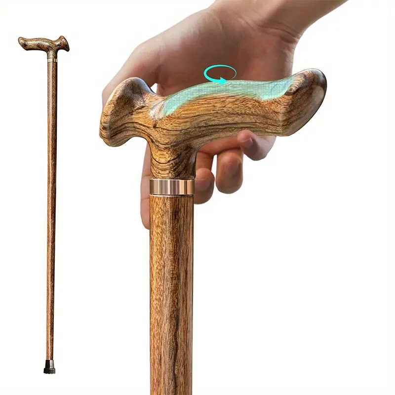 Walking Cane Handcrafted Hardwood Ergonomic Unisex Solid Wood with Polished Finish Comfort Handle for Daily Walking Travel Recovery