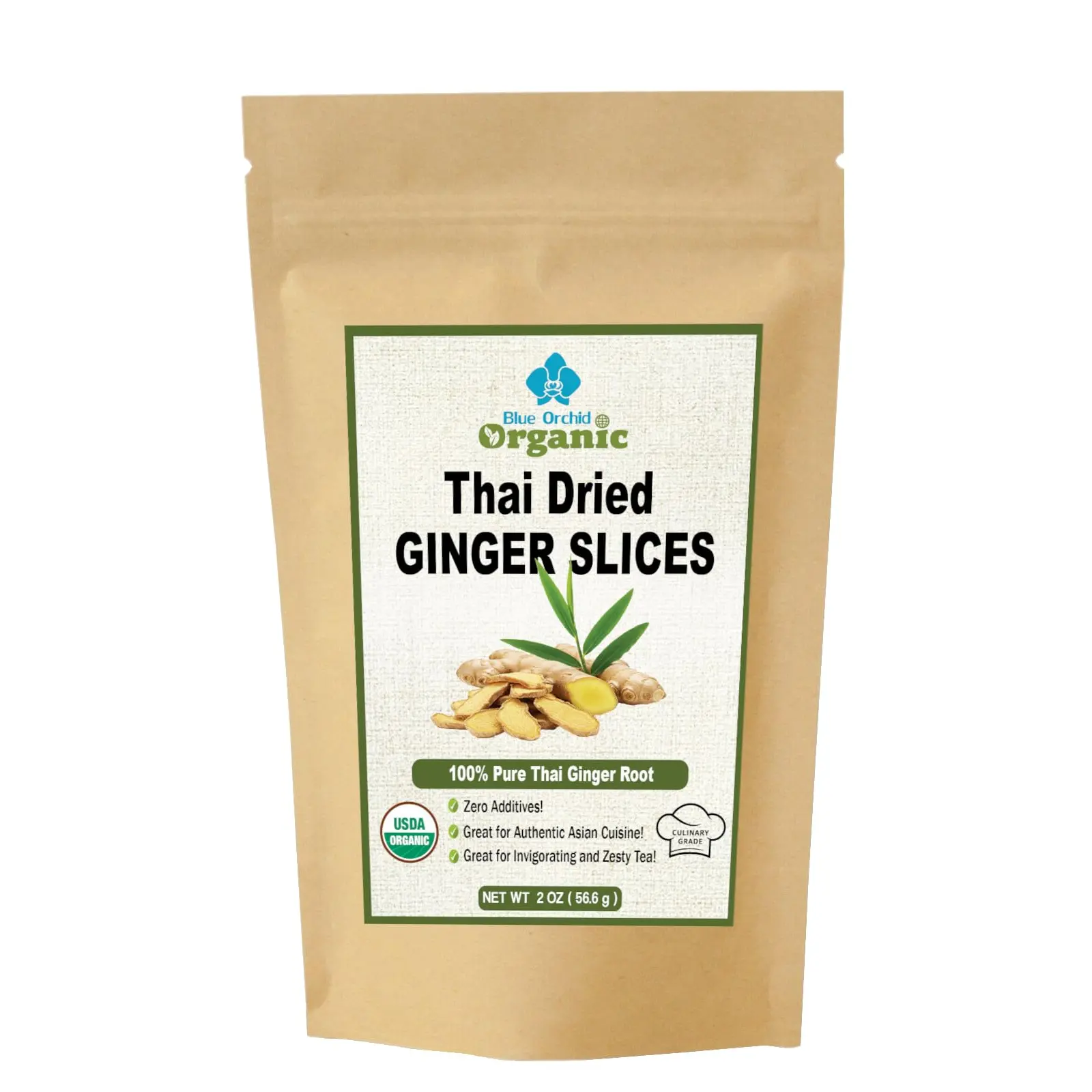 USDA Certified Organic Dried Ginger Root - Premium Sun Dried Thai Spice, Zingiber Officinale for Flavorful Teas, Warming Soups, and Authentic Asian Cuisine