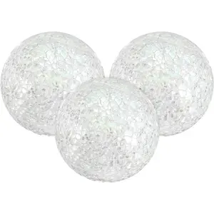 3-Pack 2.4 Inch Mosaic Glass Decorative Balls Decorative Glass Orbs for Bowls Home Decor Dining Tables Wedding Party Coffee Table Centerpiece Decor White