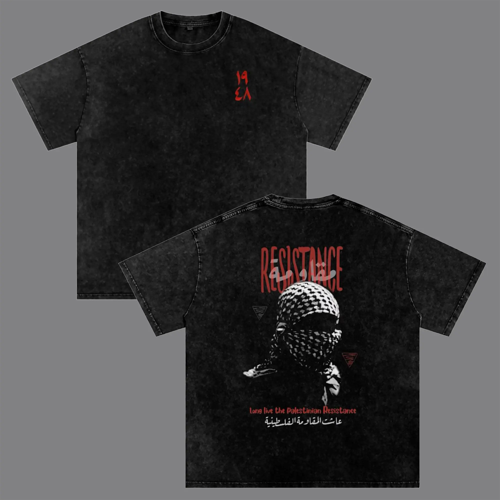Oversized acid washed Palestine tee featuring bold graphic print in trending vintage streetwear style with comfortable premium fabric unisex fit perfect for daily wear and casual layering