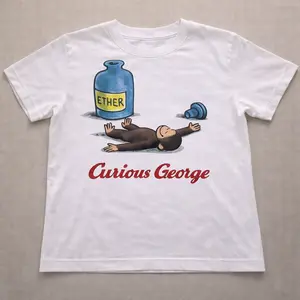 Vintage Curious George Ether Baby Tee, 1995 Book Movie TV Promo Monkey Baby Tee
