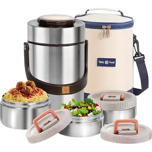 67oz Upgraded Thermos for Hot , 3-Layer Stackable  Thermos, Soup Thermos Jar with Insulated Bag, Ideal for Office, Outdoor Meals, and Various Occasions (67 oz )