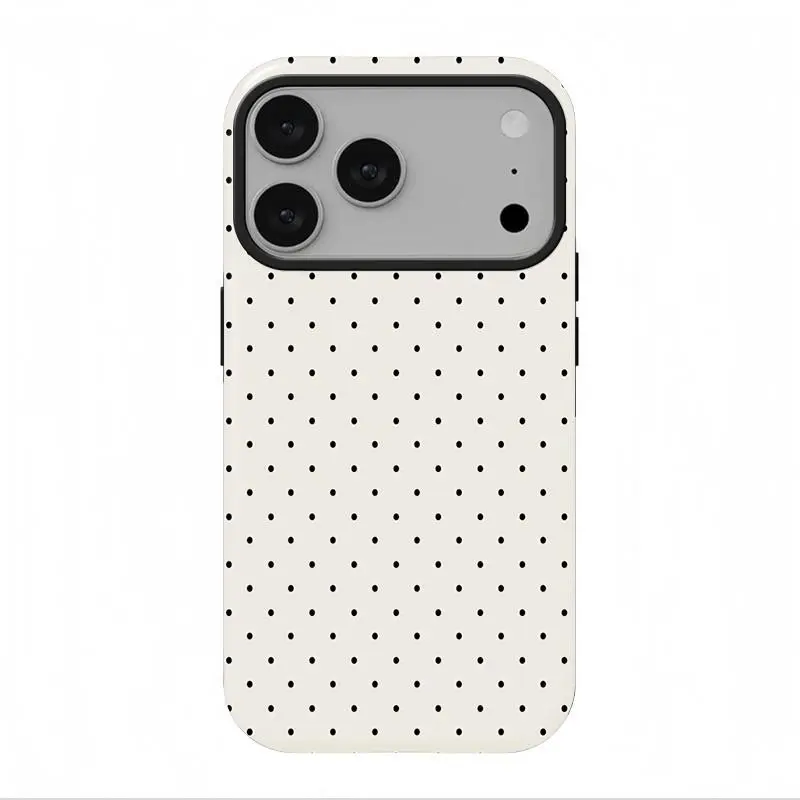 White iPhone case with black spots, double-layer protective cover, suitable for iPhone 17/16/15/14/13/12/11/X/XS/XSMAX/XR/7P/8P series, perfect as a holiday gift for friends, family, or yourself., Accessories, Shell, Casing, Protection,summerwins summerwi