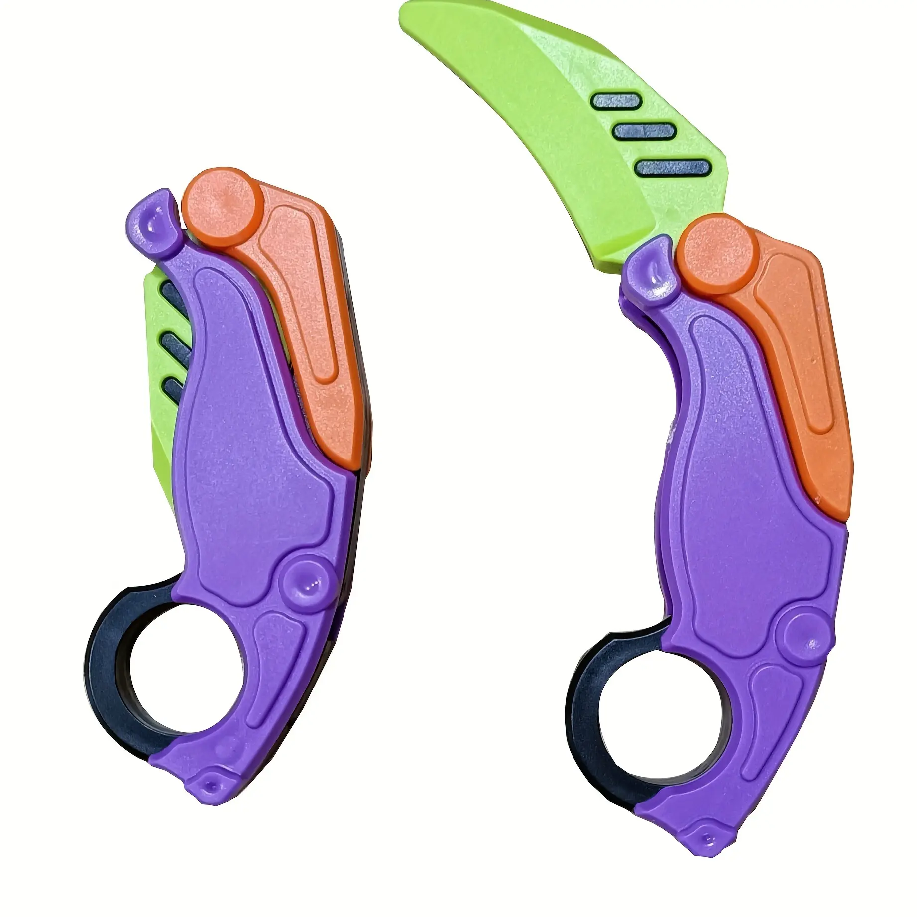 Two sets of randomly colored 3D toy knives, fun plastic simulation knives, suitable for Christmas, Halloween, birthday gifts, and outdoor role-playing props (unsharpened)
