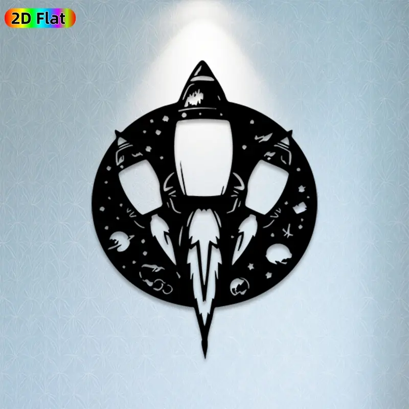 1pc Rocket Metal Wall Art,Rocket Statue Mural, Ideal Gift for New Year, Christmas, Space Decor Enthusiasts, Weather-Resistant Metal Wall Decor Wall Sculptures, Perfect for Living Room Wall & Garden Fence, Unique Space-Themed Decor