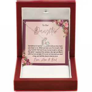 Daughter Necklace Gift from Mom and Dad - Love Knot Jewelry with Sentimental Card Perfect for Graduation or Special Occasions