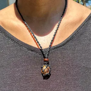 Citrine Aventurine Necklace Set Money Macrame Stones