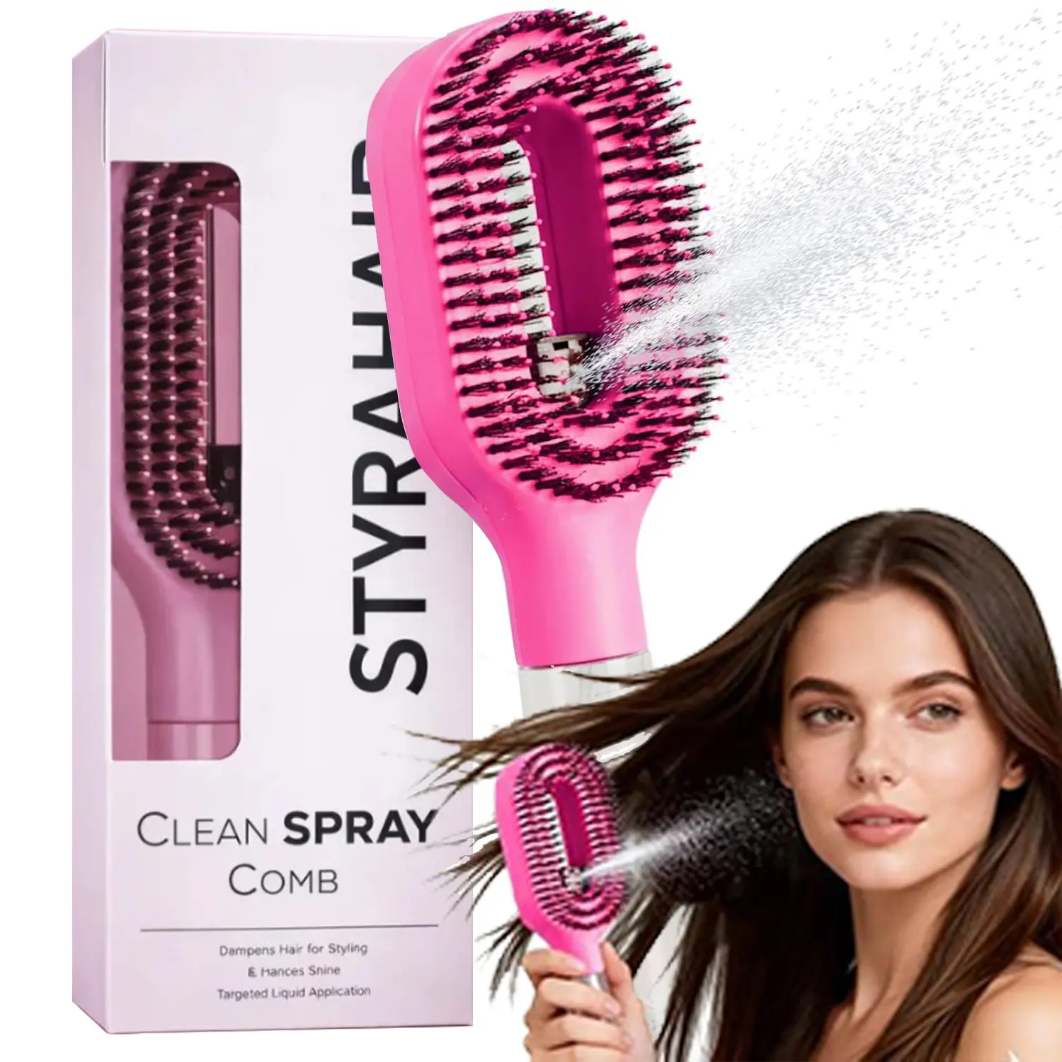 Spray Comb with Water Function, Smoothing Comb, Two-In-One Knot-Free Tool, Anti Tangling Brush, Controls Frizz, Suitable for Wet and Dry Hair, Portable Spray Brush, Styling Brush, Travel Hairbrush, Travel-Friendly, Anti Tangle Brush