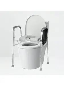 Raised Toilet Seat With Handles, Adjustable Width Height Elevated Toilet Seat Riser Adjustable 3 In 1 Commode Chair For Toilet With Side Pocket, Toilet Riser With Handles,300lbs Bedside Commode Chair, Toilet Seat Risers With