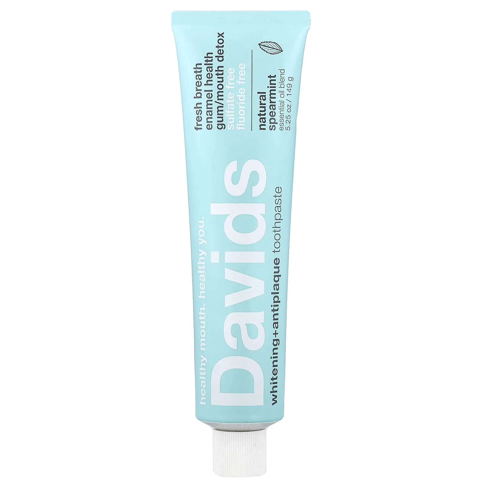 Davids Whitening + Antiplaque Toothpaste, Natural Spearmint , 5.25 oz (149 g)