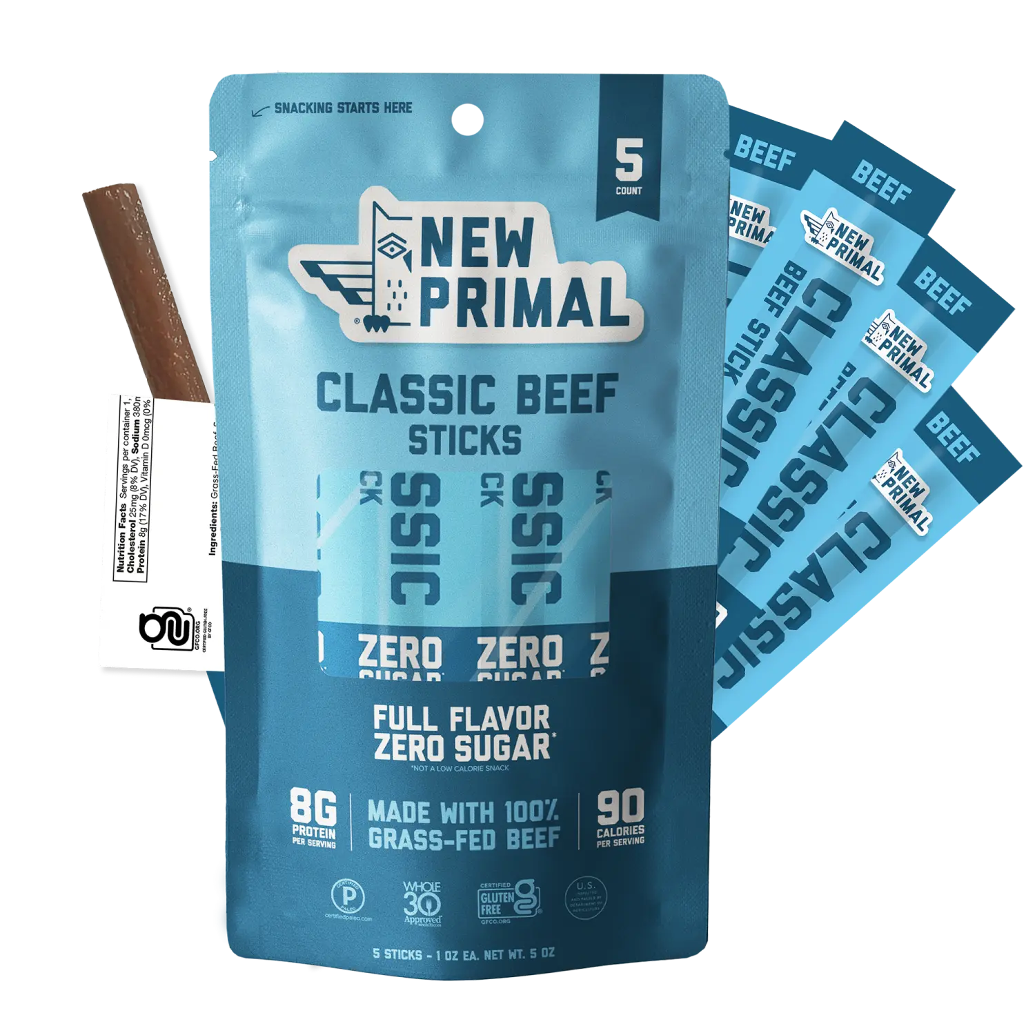 New Primal Grass Fed Beef Sticks: Viral Keto Friendly High Protein Snack with 8g Protein, Sugar-Free & Whole30 Approved Jerky Must-Have 2026 Flavor
