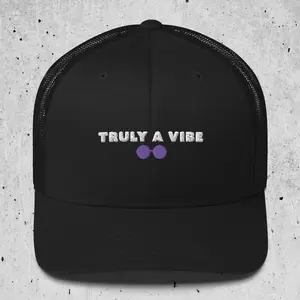 Truly A Vibe Cap - Structured Trucker Cap with Mesh Back 60% Cotton, 40% Polyester