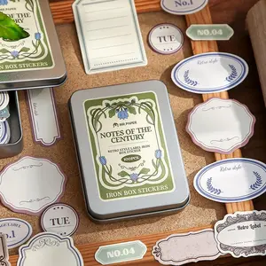 Vintage Label Series Tin Box Sticker, 1 Set Scrapbook & Scrapbooking Journal Making Material Paper, DIY Decorative Sticker for Stationery & Computer & Water Bottle
