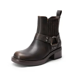 Dream Pairs Women's Moto-Inspired TPR Outsole Ankle Boots With Square Toe & Block Heel