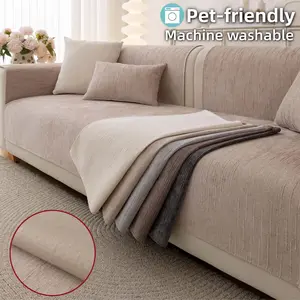 Pet Friendly Sofa Cover Pad, Dustproof Couch Pad, Non Slip Machine Washable Couch Protector, Soft Breathable Sofa Seat Cover Throw for Sectional, Loveseat & 3 Seater, Minimalist Solid Color Living Room Decor, Washable Sofa Slipcover