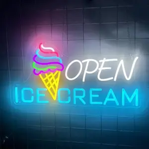 Ice Cream Shaped Neon Sign, USB Powered Wall Mounted Neon Light, Decorative Neon Light, LED Neon Lights, Novelty Lighting for Shops, Restaurants, Snack Bars, Burger Shops