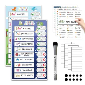 2-in-1 Bedtime & Morning Routine Chart – Magnetic Chore Chart for Toddlers, Cute Visual Schedule Board & Kids To-Do Checklist for Home