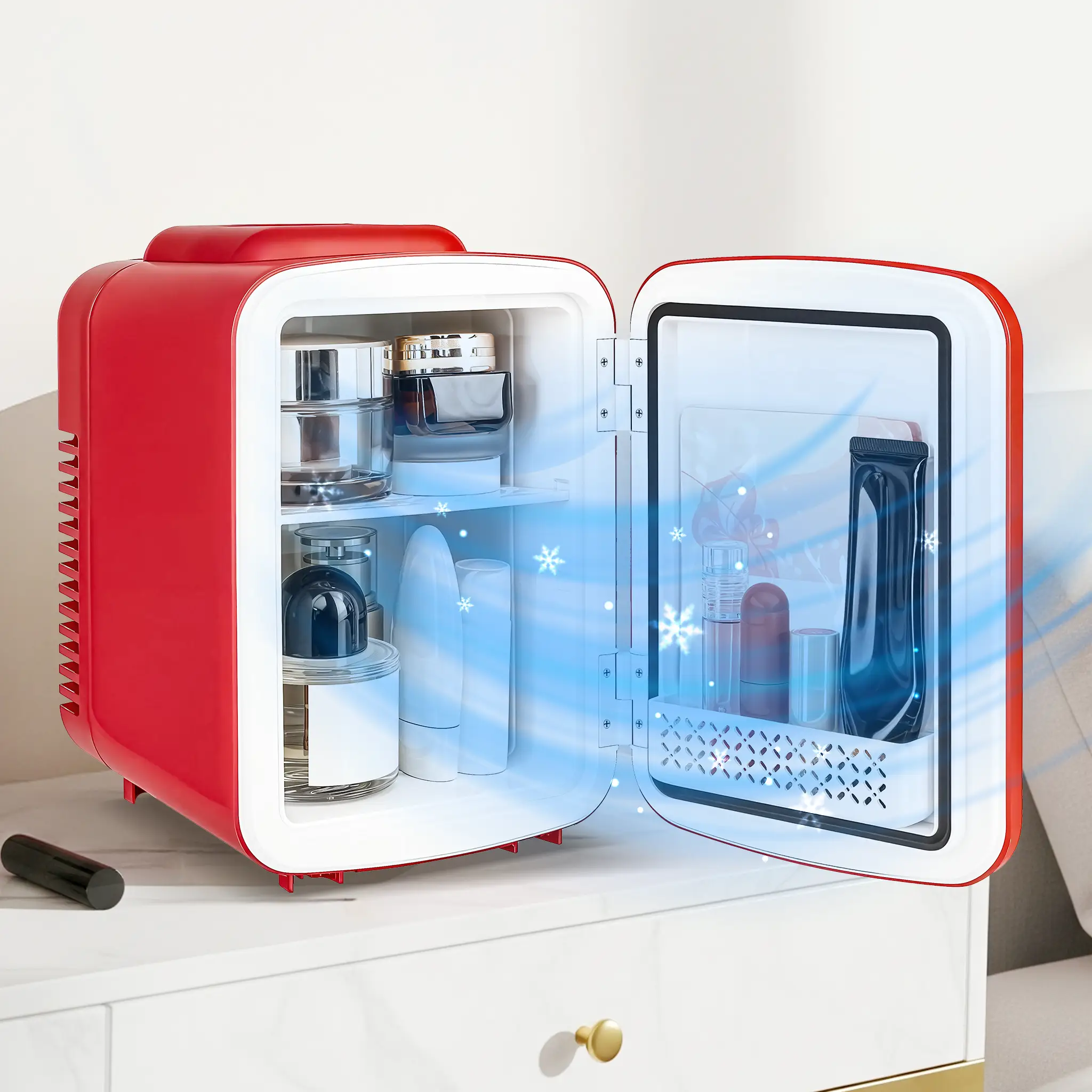 Simple Deluxe Mini Fridge, 4L/6 Can Portable Cooler & Warmer Freon-Free for Skincare, Beverage, Food, Cosmetics, AC/DC