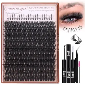 Manga Lash Clusters Kit Fairy Cluster Eyelash Extensions Kit 40D+50D Lash Extension Kit 8-18MM Wispy D Curl Anime Individual Lashes Kit with Lash Bond and Seal for Beginners by Geeneiya