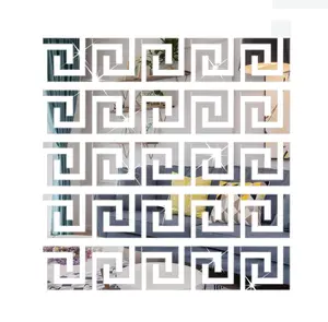 48Pcs Acrylic Mirror Wall Stickers Mirror Decals Peel and Stick Mirror Tiles Border DIY Adhesive Wall Decor Stickers for Living Room Home Background Decor (Silver)