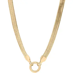Jewelry 18K Gold Plated Herringbone Necklace for Women and Men, Waterproof Flat Snake Chain, Stainless Steel Non Tarnish Layering Necklace