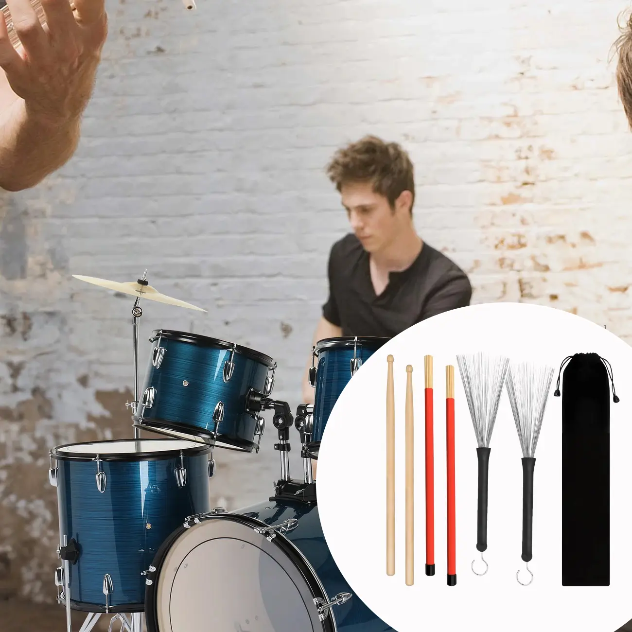 Drum Sticks Drum Wire Brushes Drum Brushes Drum Sticks Retractable Brushes Drums Sticks Drum Brushes Set for Jazz Acoustic Music Lover Gift Total with Portable Storage Bag - Home Improvement.