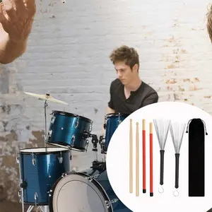 Drum Sticks Drum Wire Brushes Drum Brushes Drum Sticks Retractable Brushes Drums Sticks Drum Brushes Set for Jazz Acoustic Music Lover Gift Total with Portable Storage Bag - Home Improvement.